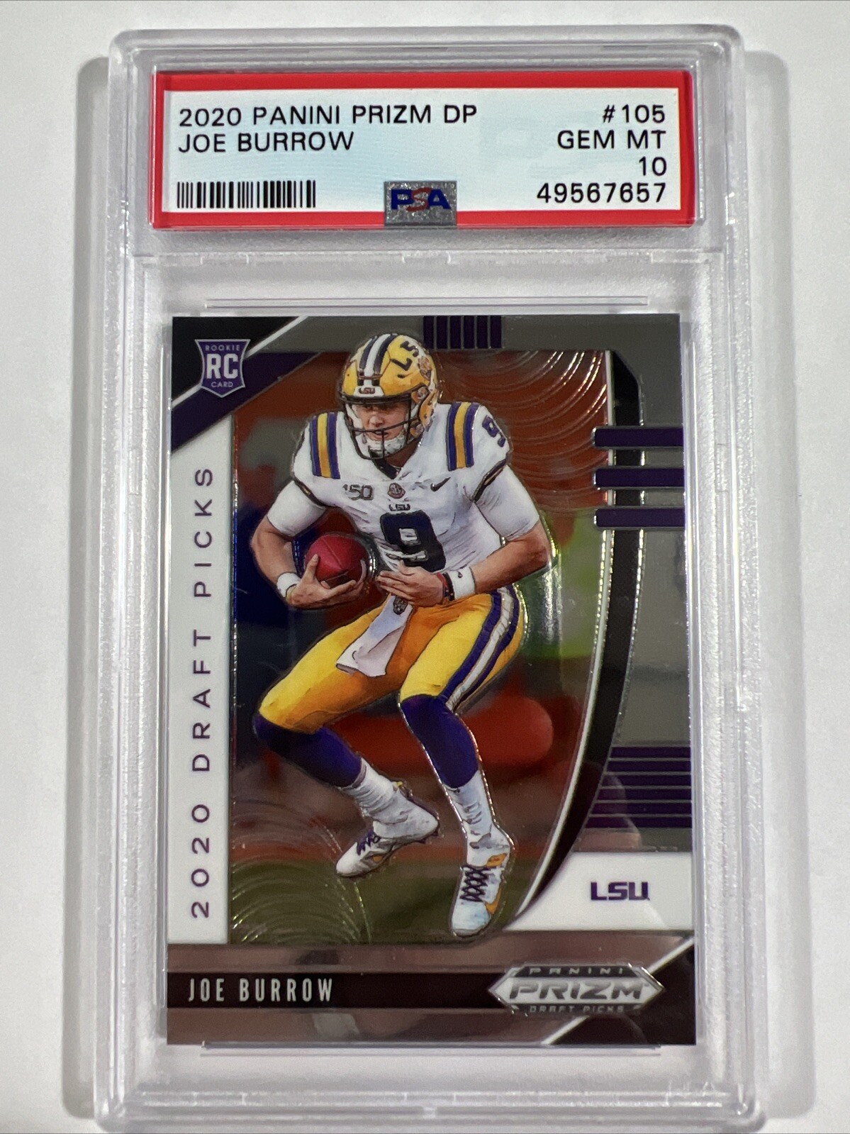 JOE BURROW 2020 Prizm DP Draft Picks #105 PSA 10 Rookie RC Cincinnati Bengals