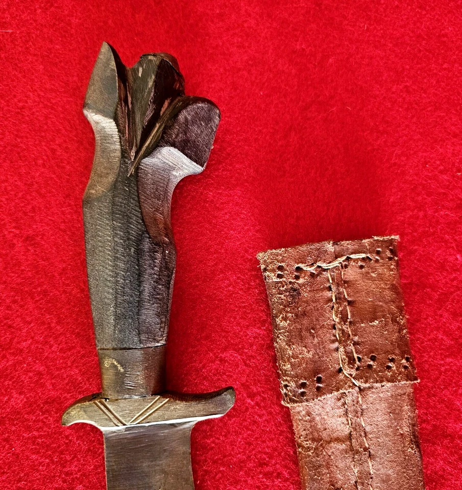 Antique Philippine Scorpion Tip Bowie WWll w/ Original Sheath - Image 3 of 4