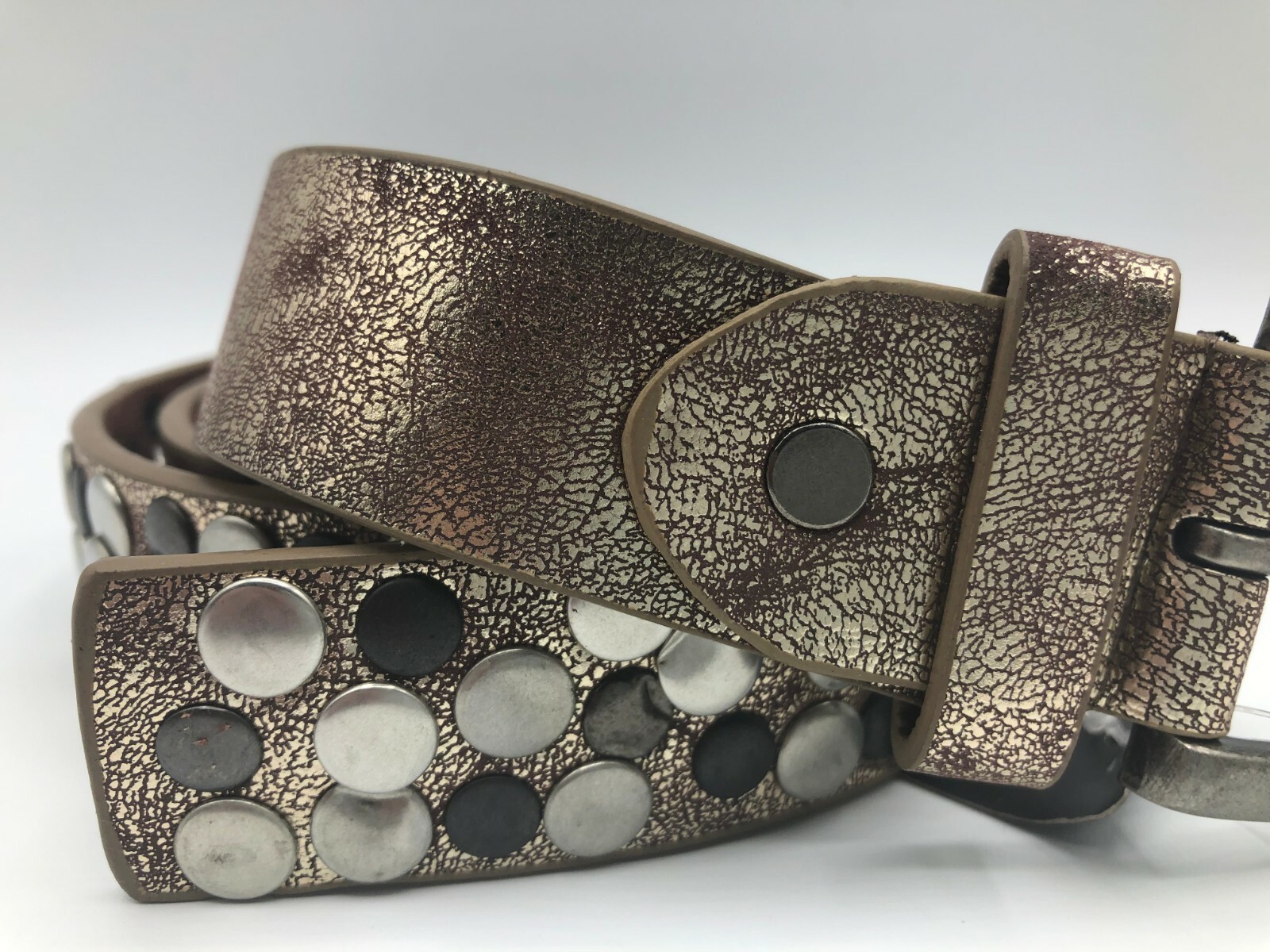 Damen Nieten Gürtel 3.4cm - Vintage Ledergürtel Mit Glitzer