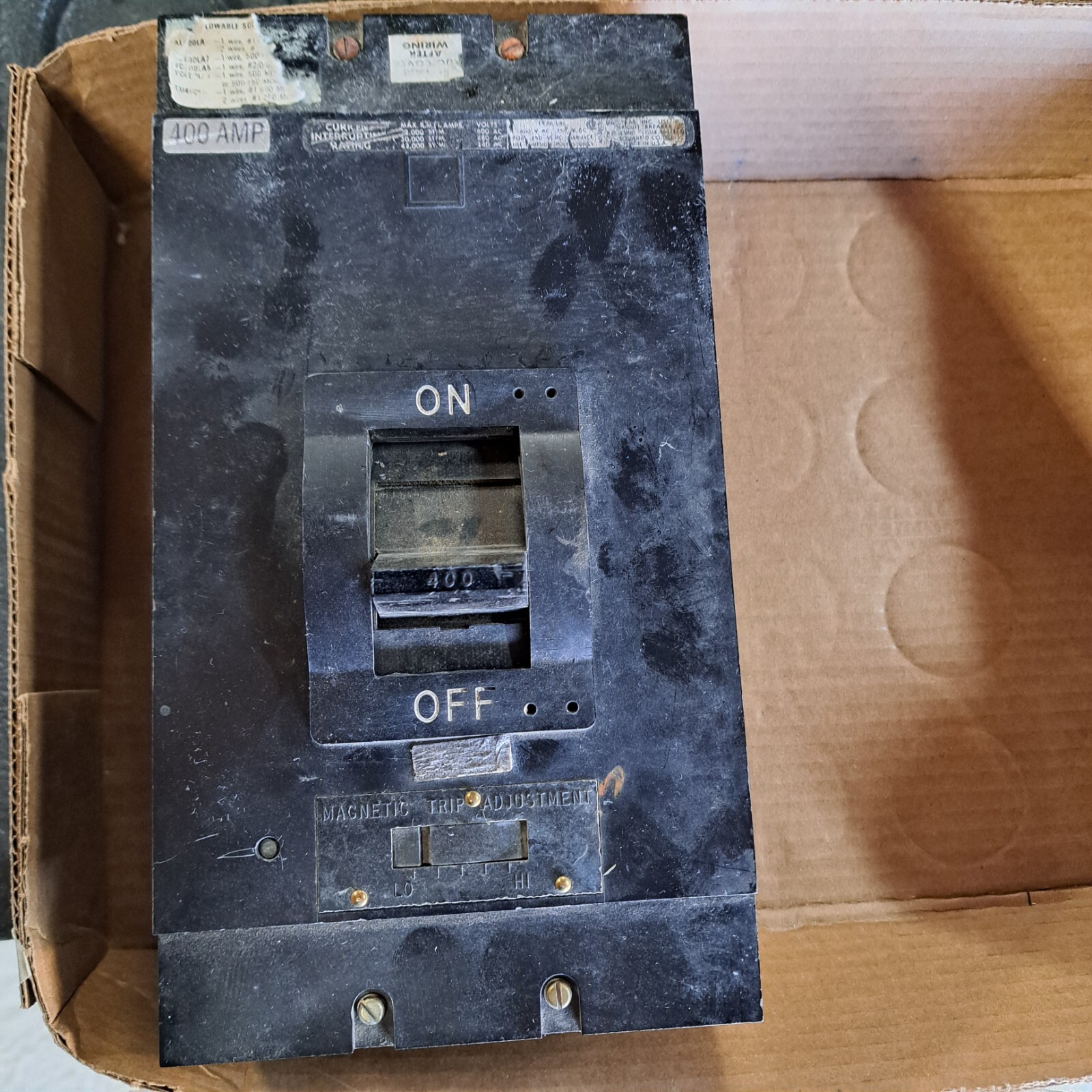 Square D 400A AMP 3P POLE 600V Main Breaker Trip Adjustment eBay