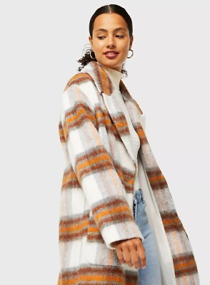 RELAXED-FIT KARIERTER MANTEL 12 14 16 medium BLOGGER Block MISS SELFRIDGE Wolle NEU