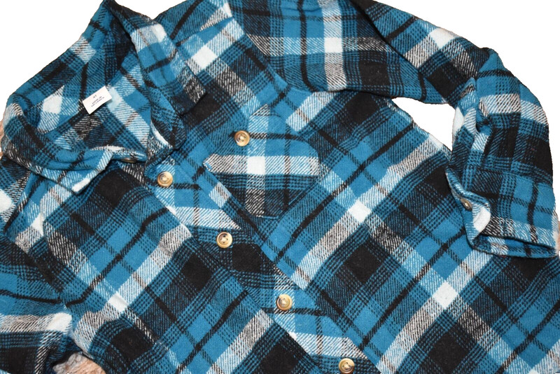 K8 !WOW! OLD NAVY 4T Boys Multicolored Flannel Plaid button Up Long Sleeve Shirt