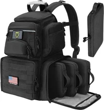 Tactical Pistol Range Bag Handgun Backpack with 4 Pistol Case for Shooting,Black