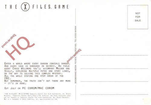 Picture Postcard, The X Files, Computer Game Advertising, Postcard - Picture 2 of 2