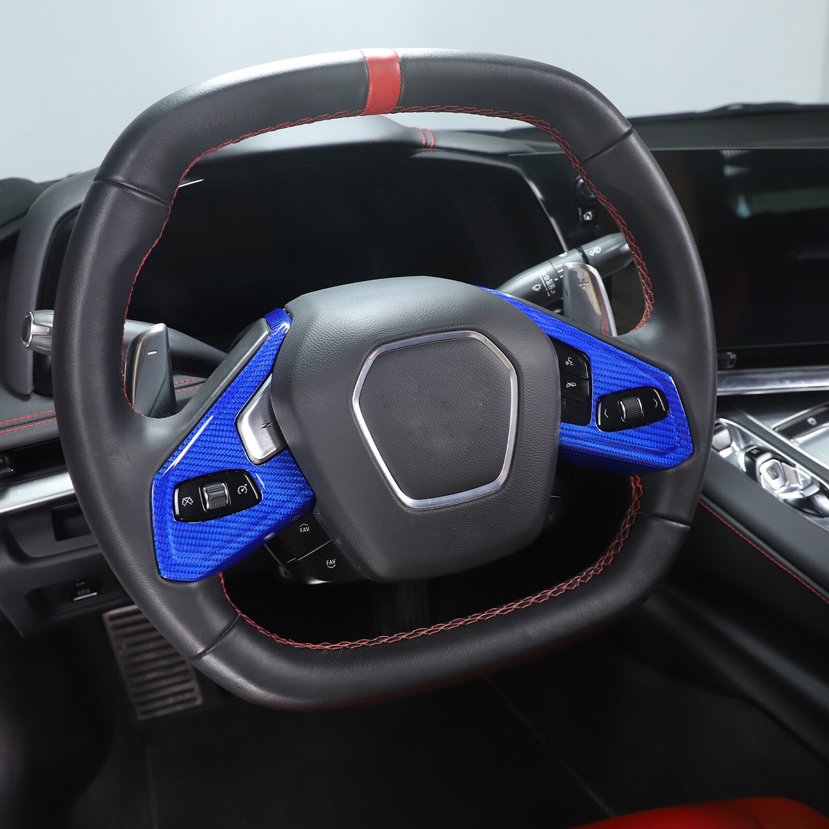 2PCS Car Steering Wheel Button Frame Sticker Trim for W177 W205 W213 Sport Edition 2019-2020