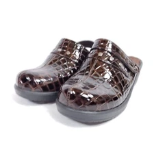 Ingaro Slide Mule Clog Women's Size 6.5 Brown Croc Embossed