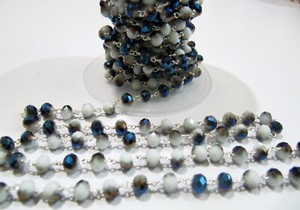 Authentic 3 Feet- AAA Quality Mystic Coated Blue Moonstone Hydro Quartz Beaded Chain 6mm.