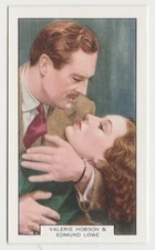 Edmund Lowe + Valerie Hobson 1930s Summit Screen Lovers Tobacco Card #30