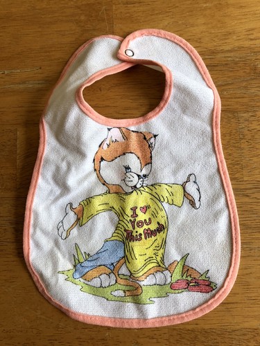 Vintage Cat Baby Bib I LOVE ❤️ YOU THIS MUCH Cotton Plastic Back Snap Closure - 第 6/6 張圖片