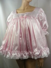sissy ADULT baby PINK SATIN LACE  dress PLUS SIZES