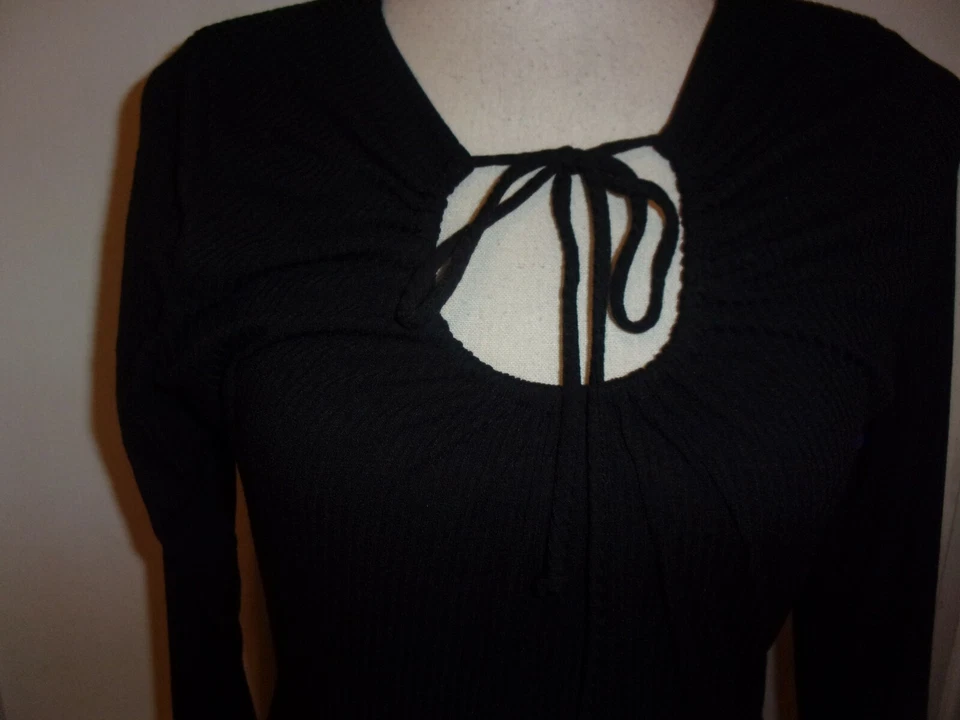 ModCloth Womens size Small ribbed dress Black Stretchy Casual (B67) - Image 2 of 4