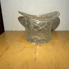 VINTAGE 1930's FENTON DAISY & BUTTON  GLASS TOP HAT, CLEAR  3 1/2" TALL