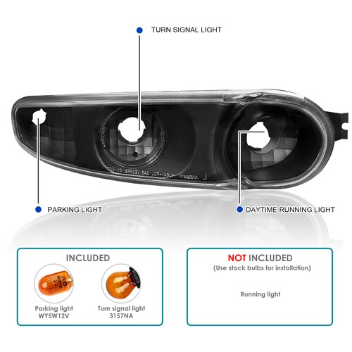 Fits 2000-2006 Gmc Sierra Yukon Black Led Tube Projector Headlights+Bumper Lamps - Bild 6 von 9