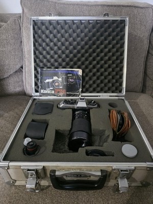 Konica FT-1 Motor 35mm Film Camera Kit w/ Tokina AT-X 35-200mm Lens Untested