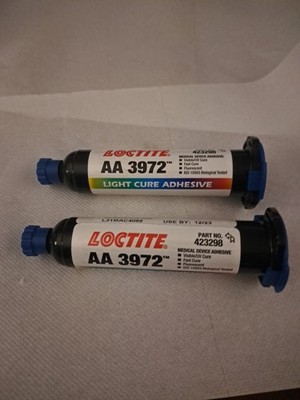 2 Tubes Loctite 423298 - AA 3972 Light Cure Adhesive, 25 ml Syringe