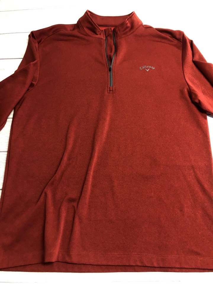 Pullover Callaway para Hombres 2XL Rojo Cuarto Cremallera Golf Rendimiento Waffle Polar Tejido Foto 2 de 4