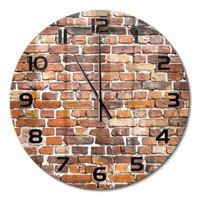 Runde Wanduhr Runde Glasuhr Aus Glas Backsteinwand Schwarze Zeiger Fi60 Cm