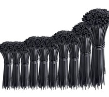 1000 Pcs Black Cable Zip Ties Assorted Sizes 4/6/8/10/12 Inch Heavy Duty