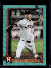2025 Topps Chrome Update Colton Gordon RC Aqua Wave Refractor #/199 Astros