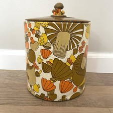 Vintage MCM Vinyl Mushroom Print Ice Bucket