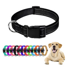 Adjustable Nylon Dog Collar Puppy Pet Collar Buckle Neck Collar S-XL Solid Color