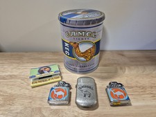 Vintage Camel Cigarette Lighters and Tin Keg Memorabilia Lot