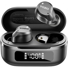 TOZO 6 Mic ENC ANC Active Noise Cancelling Wireless Earbuds LED Display Charger