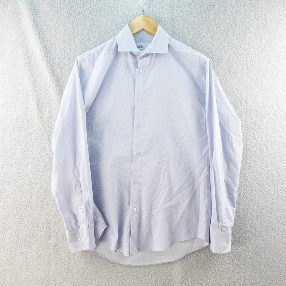 Camisa de vestir Nordstrom Rack para hombre 15 32/33 azul claro estampado manga larga preppy Foto 2 de 4