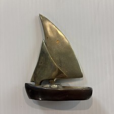 Vintage Brass Sailboat Small Collectible Nautical Mid Century Modern 4.5” Tall