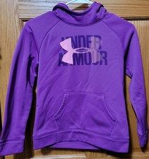 Under Armour Hoodie Purple Pink Logo Girls Youth Activewear Loose Size Medium