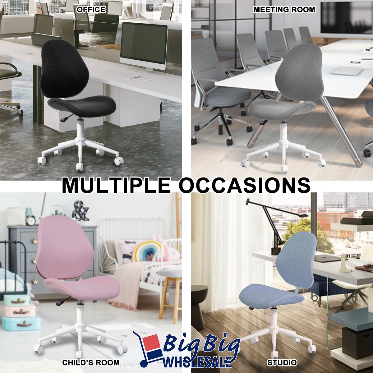 Blue Ergonomic Executive Mesh Chair Swivel Mid Back Office Chair Computer Desk
