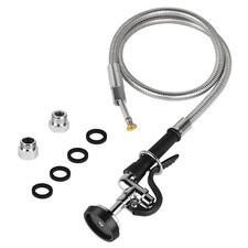 Pre-Rinse Hose with Spray Valve, 45  Flexible Stainless Steel Hose with Black...
