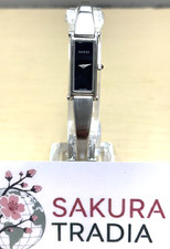 GUCCI 1500L Silver Tone Bangle Watch Black Dial Quartz Ladies Working