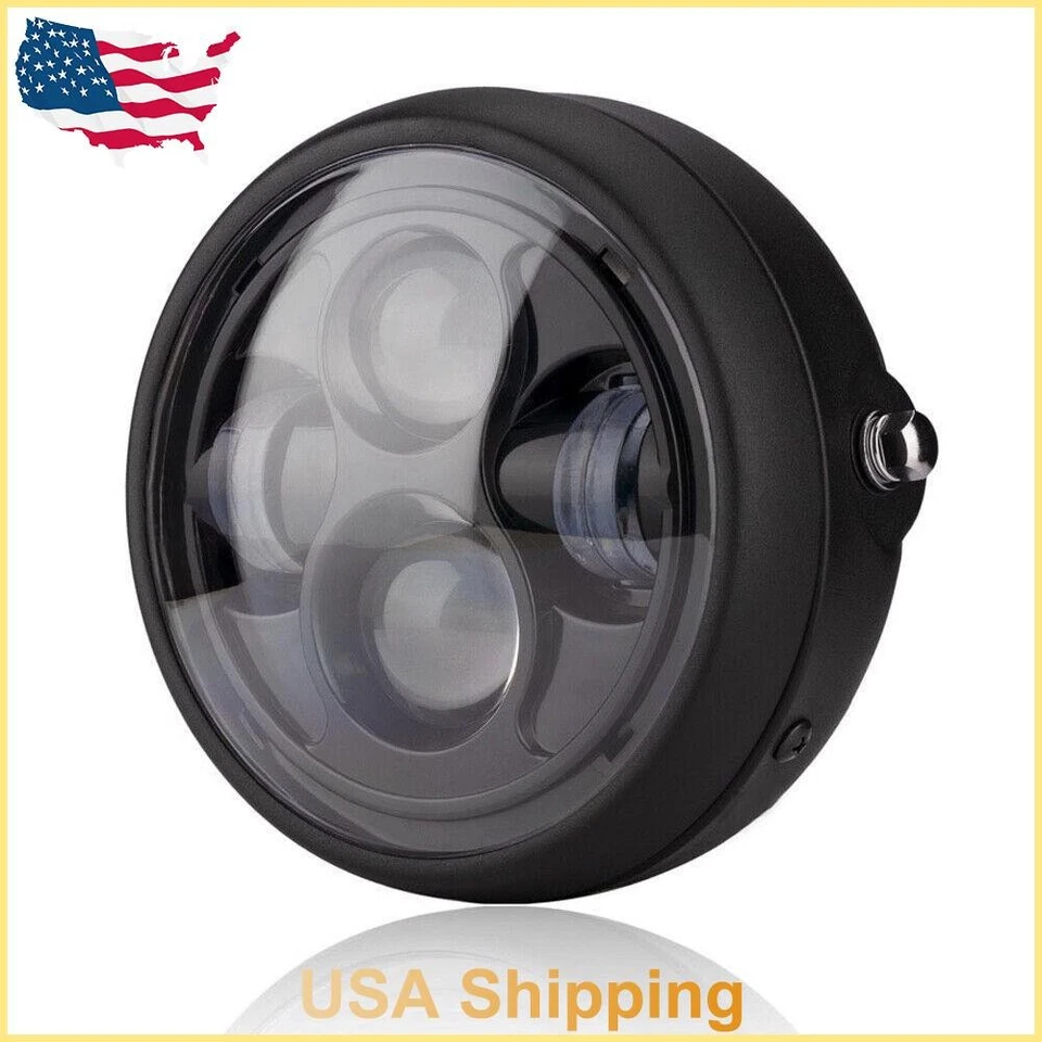 Universal Motorcycle 6.5" LED Hi/Lo Headlight For Cafe Racer Bobber Yamaha SWM Foto 2 de 4