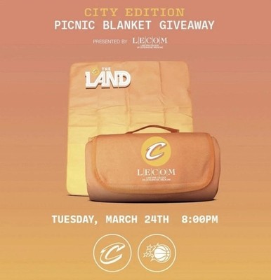 Cleveland Cavaliers Cavs Picnic Blanket City Edition SGA 3/25/26 Orange New