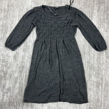 ALYX Dress Womens Small Solid Gray Knit Basic Round Neckline 3/4 Sleeve