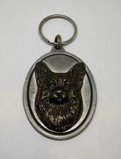 Cardigan Welsh Corgi Head Dog Breed Pewter 3-D Key Ring Keychain 24B 
