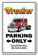 TRUCKER Sign Or Decals parking street semi truck driver 18 lorry dump tanker