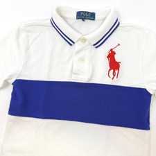 Polo Ralph Lauren Youth Size 8 Big Pony Stripe Polo Shirt White Blue Red