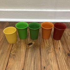 Set of 4 Vintage Tupperware 109 Classic Kids Bell Tumblers 7oz Cups Pastel  1