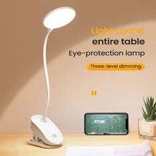 Flexible Desk Clip On Lamp For Reading Home Office, Dimmable Brightness 5 Modes