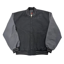 Vintage RED KAP Mens Varsity Bomber Jacket Black Gray Size XL-RG Workwear