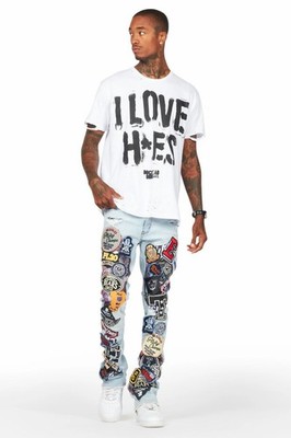Rockstar Original Espen Blue Stacked Flare Jean Size 38