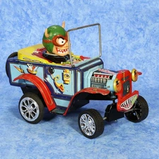 1960s NUTTY MADS CAR by MARX Tin Battery Toy HOTROD