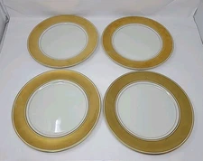Fitz & Floyd 10” Dinner Plate Charger Gold Rondelet 1978 Vintage Plate Set of 4