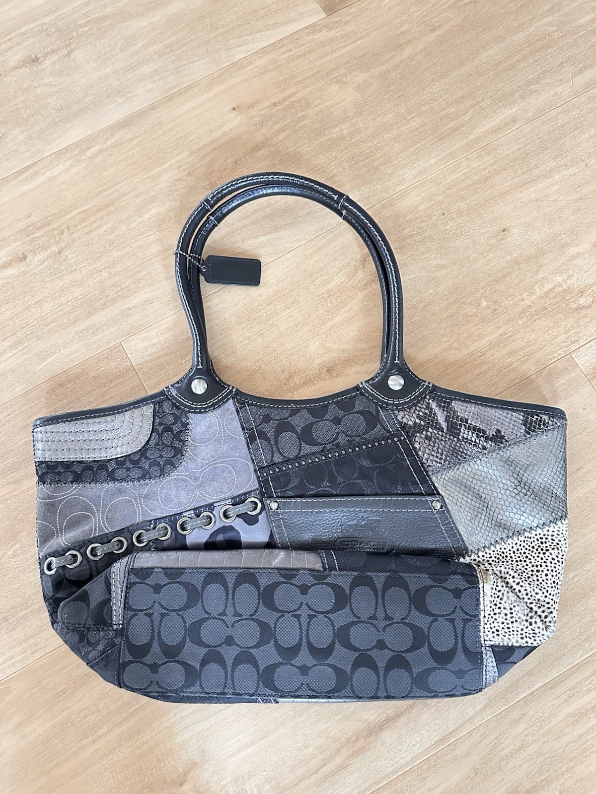 Coach Bleecker Black Patchwork Tote - image 3