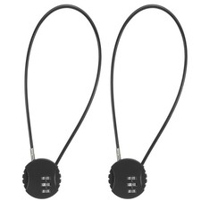 2 Pack 3 Digit Combination Lock 1.64Ft Wire Cable, Round Helmet Padlock Black