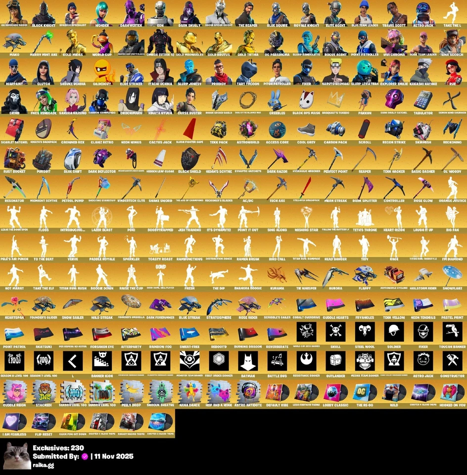 Fortnite 821 Skns OG Renegade Raider,Black Knight,Wonder,Eon,FishStick CONTACT M - Image 2 of 4