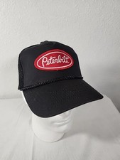 Vtg KC Peterbilt Mesh Snapback Trucker Hat Black W/Red Logo