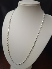 925 Sterling Silver Flat Mirror Chain Approx 4×2mm Link 18 Inches